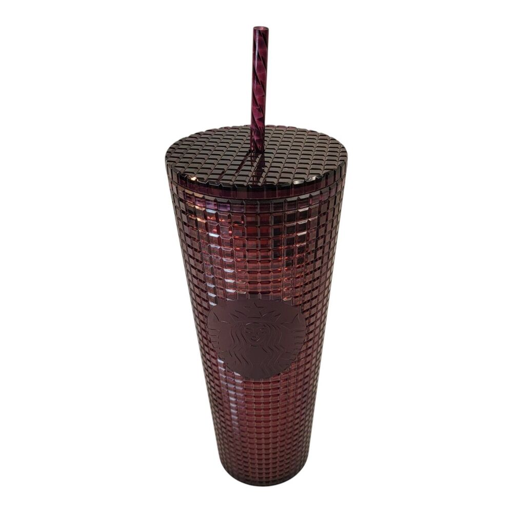 Starbucks Berry Tumbler Plum Grid Disco Christmas Holiday 2020 Cold Cup EUC